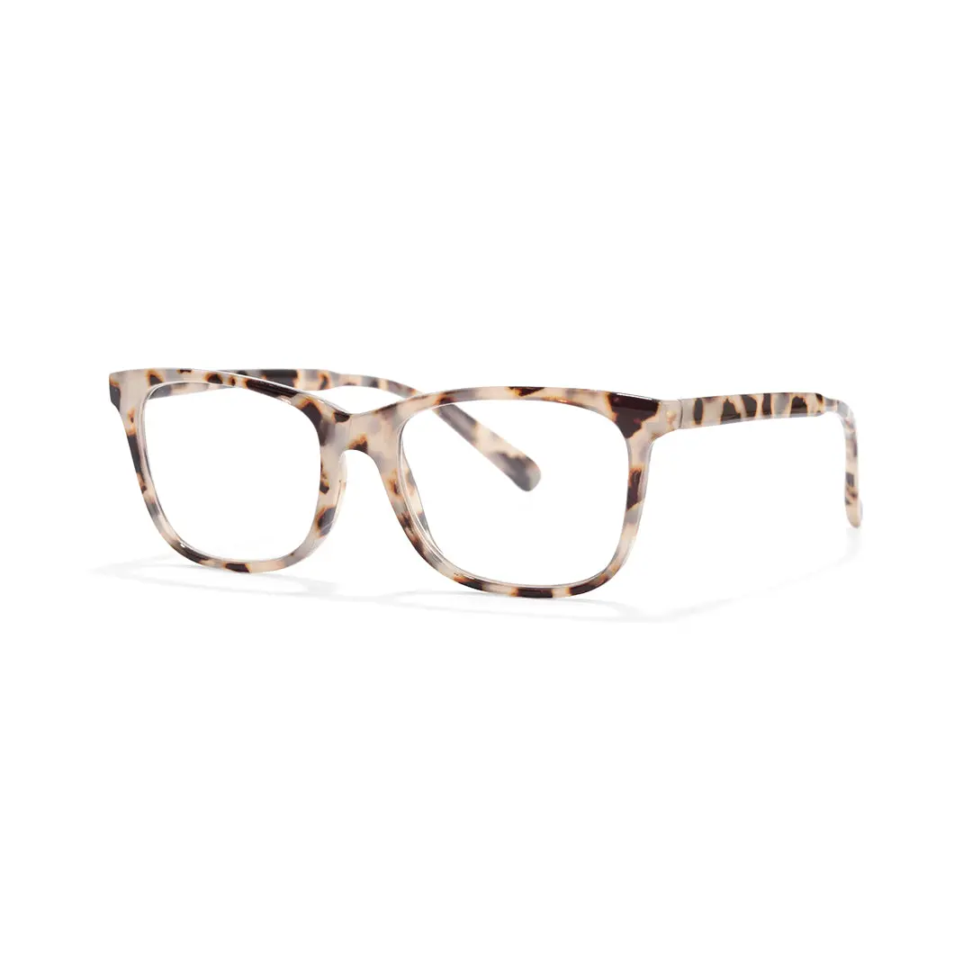 Angle view of Fly rectangle pc eyeglasses EP0482505 in tortoise