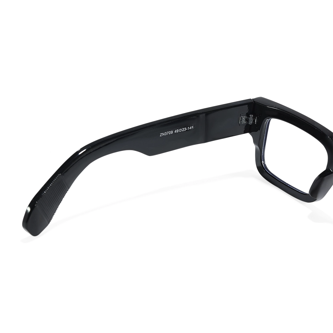 Hinge detail of Miren rectangle pc eyeglasses EP0542509 in black
