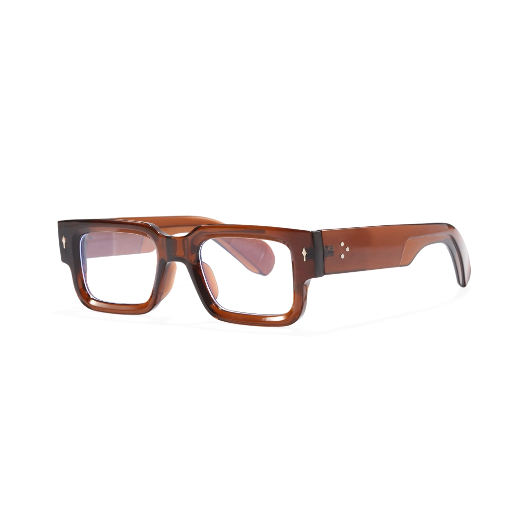 Angle view of Miren rectangle pc eyeglasses EP0542509 in brown