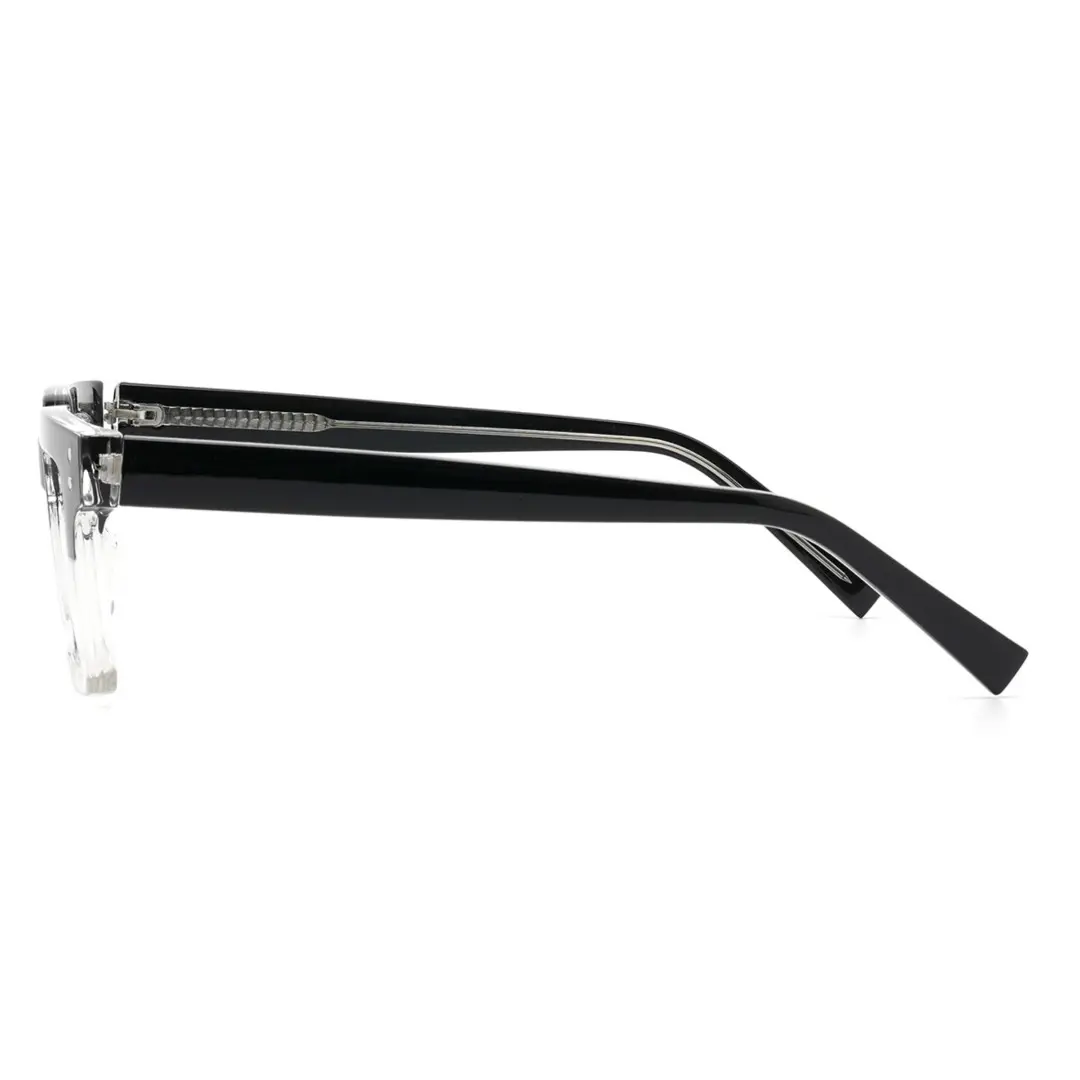 Side view of Clyde nerd rectangle tr90 eyeglasses ER0022406 in black clear
