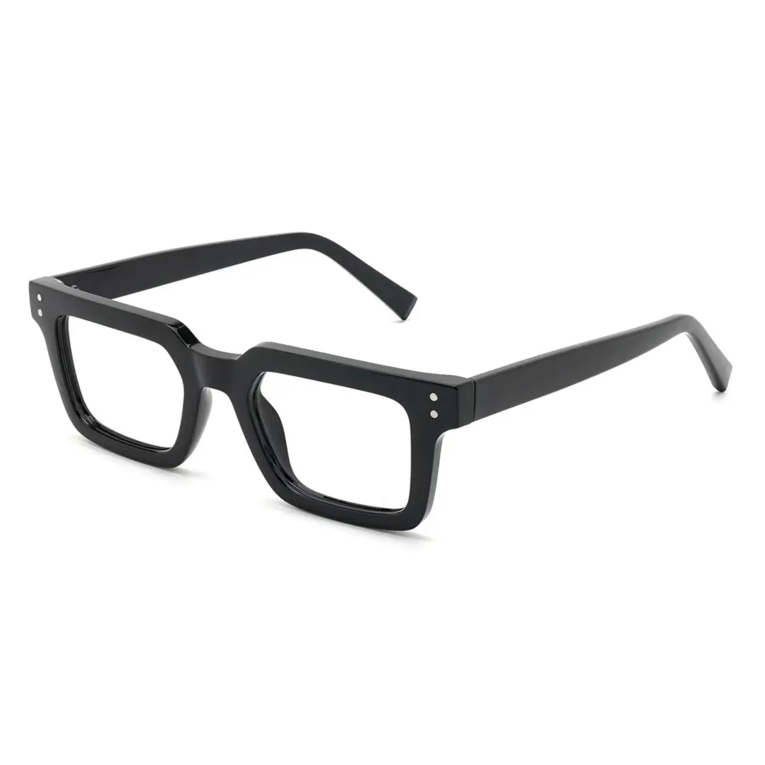 Angle view of Clyde nerd rectangle tr90 eyeglasses ER0022406 in black