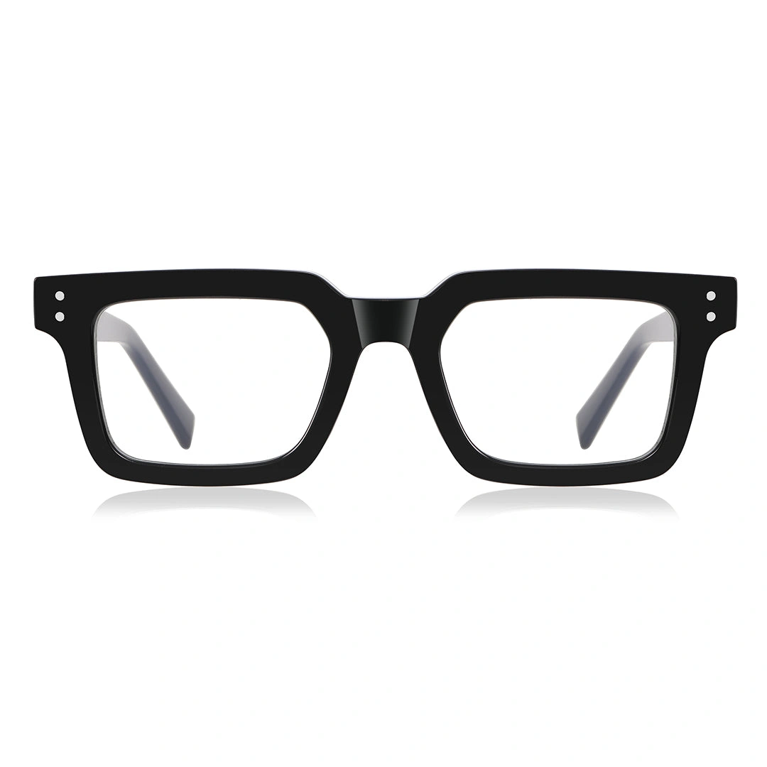 Front view of Clyde nerd rectangle tr90 eyeglasses ER0022406 in black