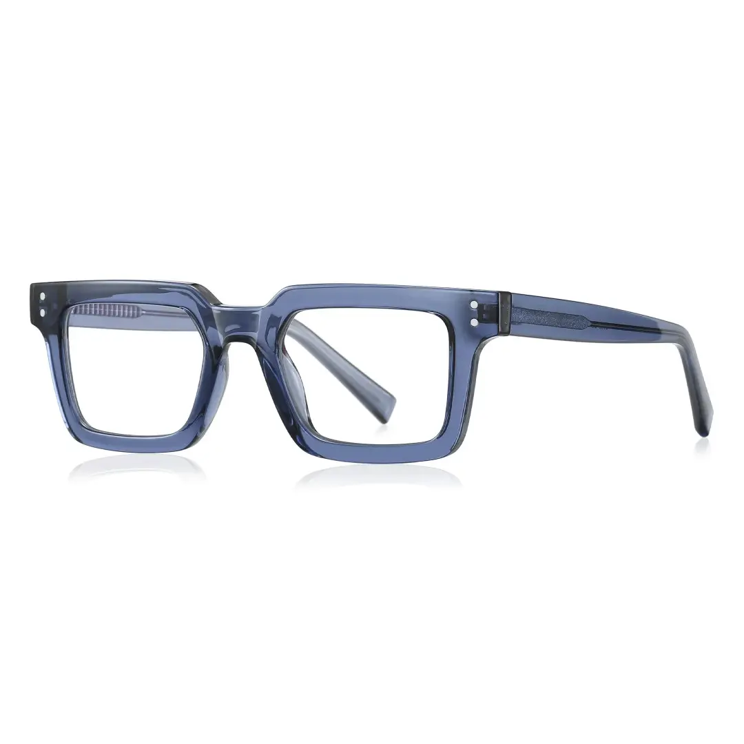 Angle view of Clyde nerd rectangle tr90 eyeglasses ER0022406 in blue