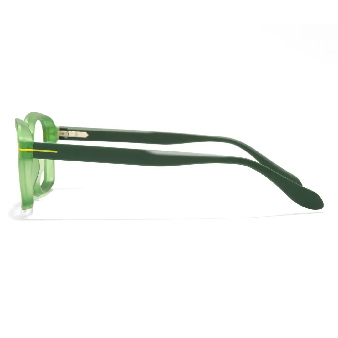 Side view of Sharp colorful rectangle tr90 eyeglasses ER0032412 in bright green