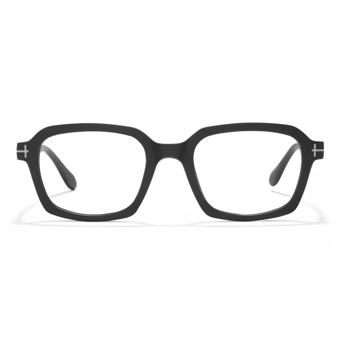 Front view of Sharp colorful rectangle tr90 eyeglasses ER0032412 in black