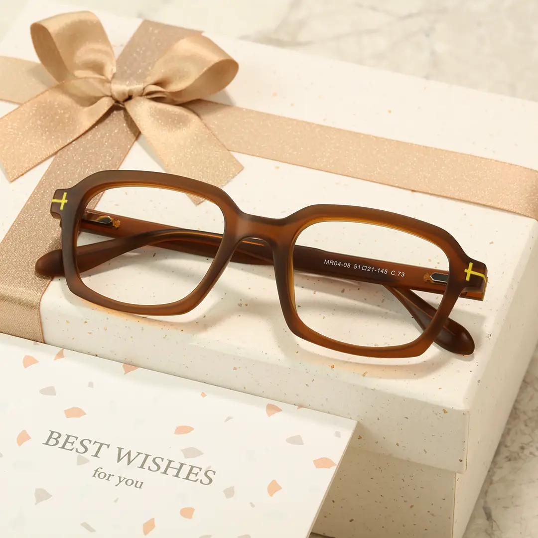 Scene view of Sharp colorful rectangle tr90 eyeglasses ER0032412 in brown