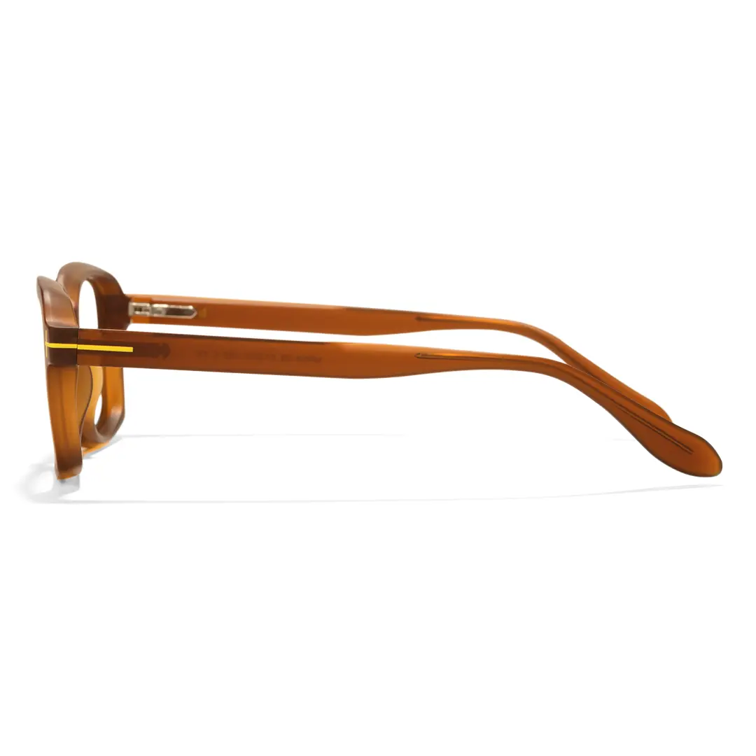 Side view of Sharp colorful rectangle tr90 eyeglasses ER0032412 in brown