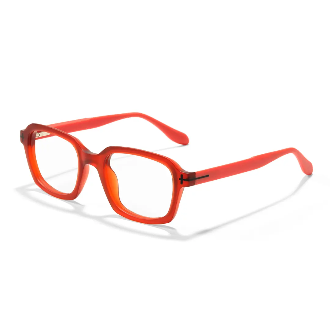 Angle view of Sharp colorful rectangle tr90 eyeglasses ER0032412 in red