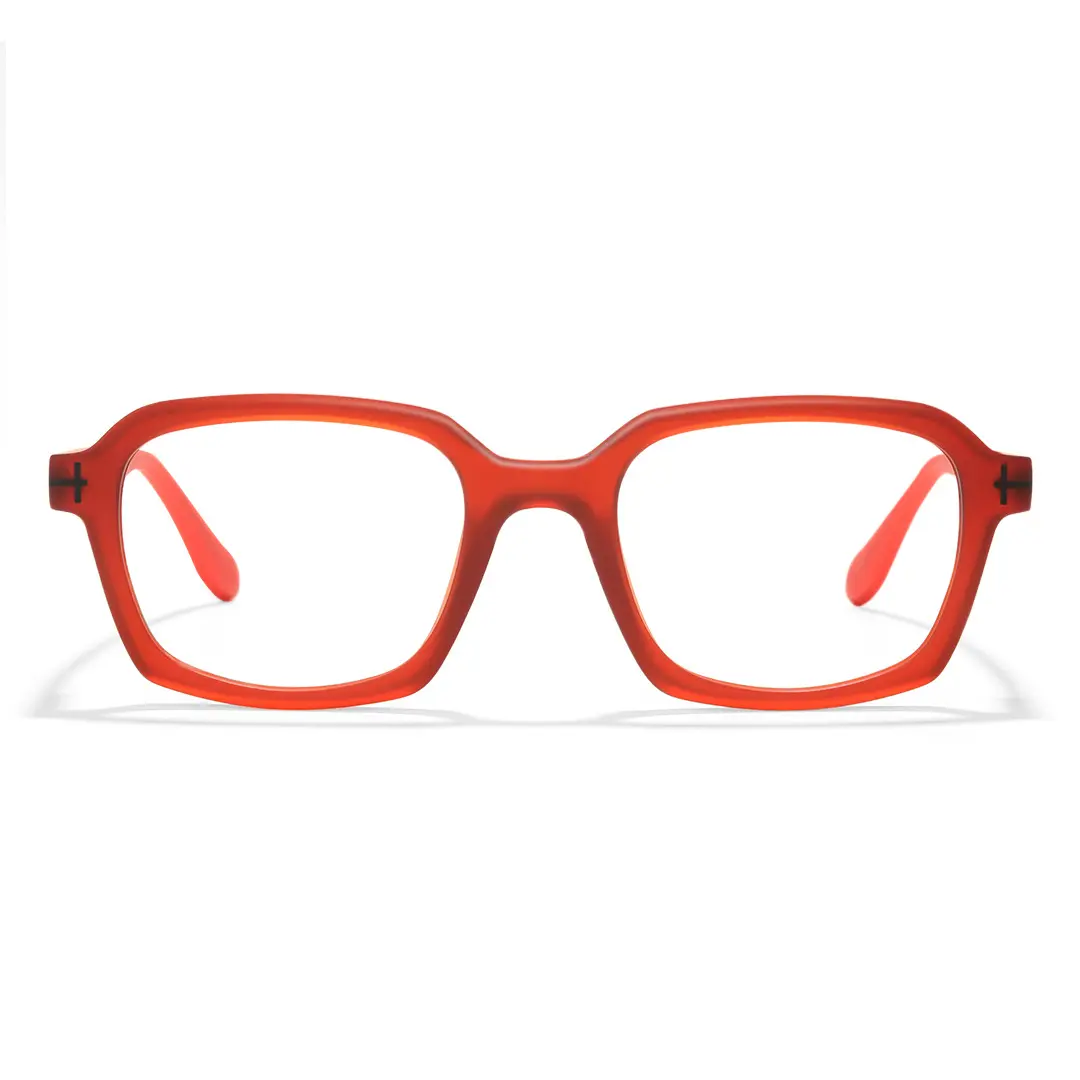 Front view of Sharp colorful rectangle tr90 eyeglasses ER0032412 in red