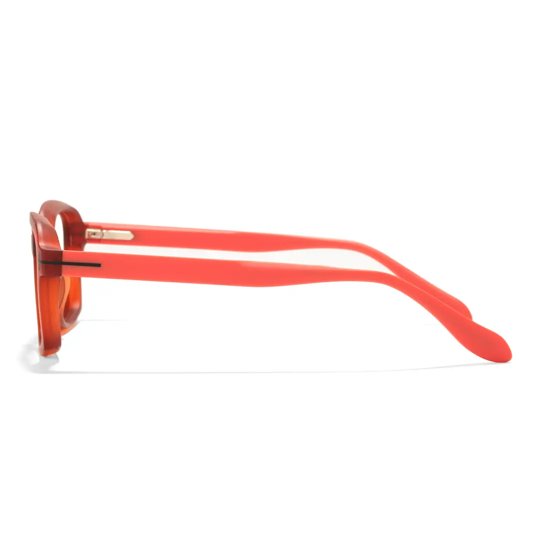 Side view of Sharp colorful rectangle tr90 eyeglasses ER0032412 in red