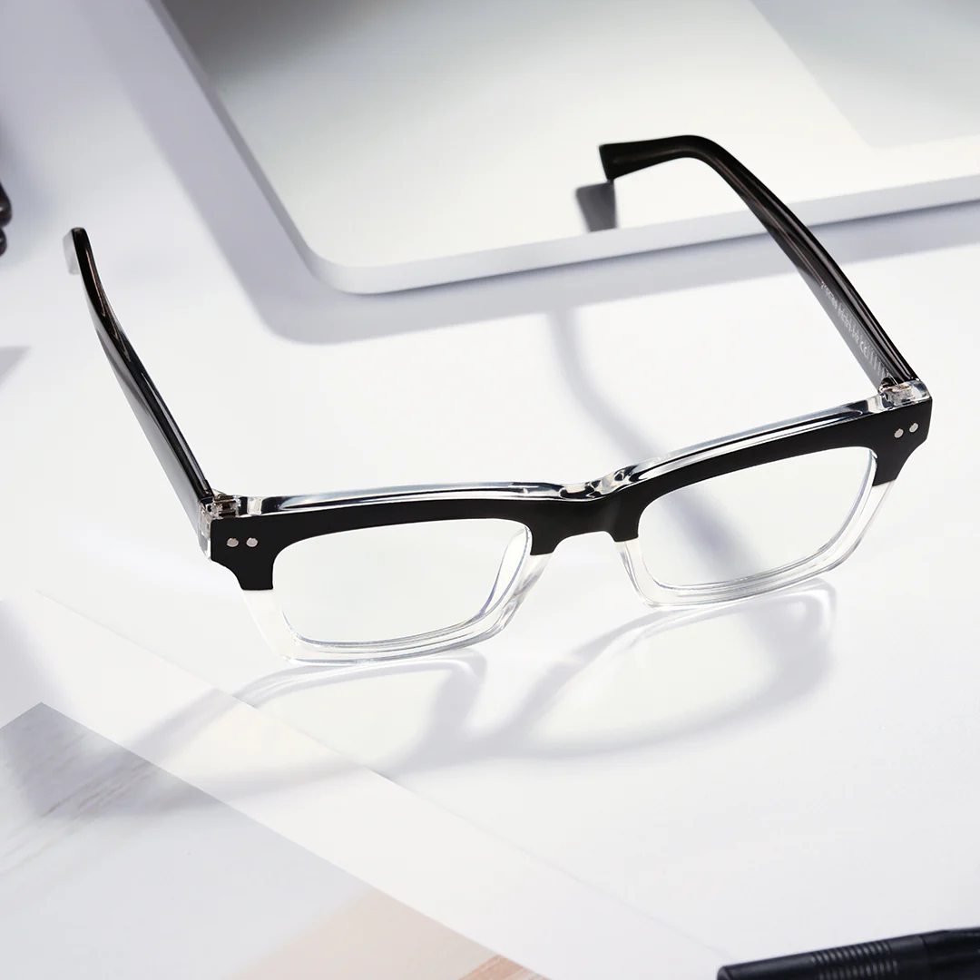 Scene view of Max nerd rectangle tr90 eyeglasses ER0062404 in two-tone