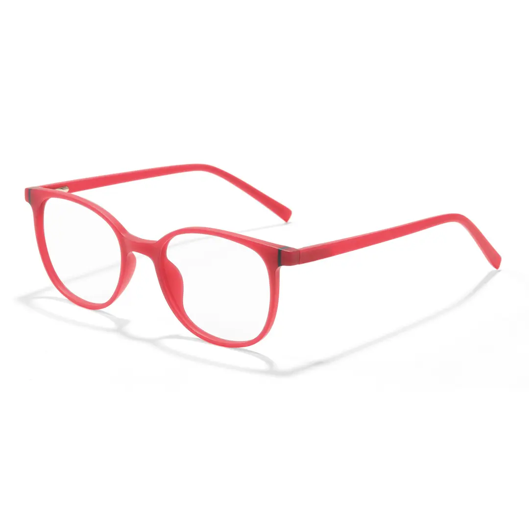 Angle view of Shut colorful rectangle tr90 eyeglasses ER0062412 in red