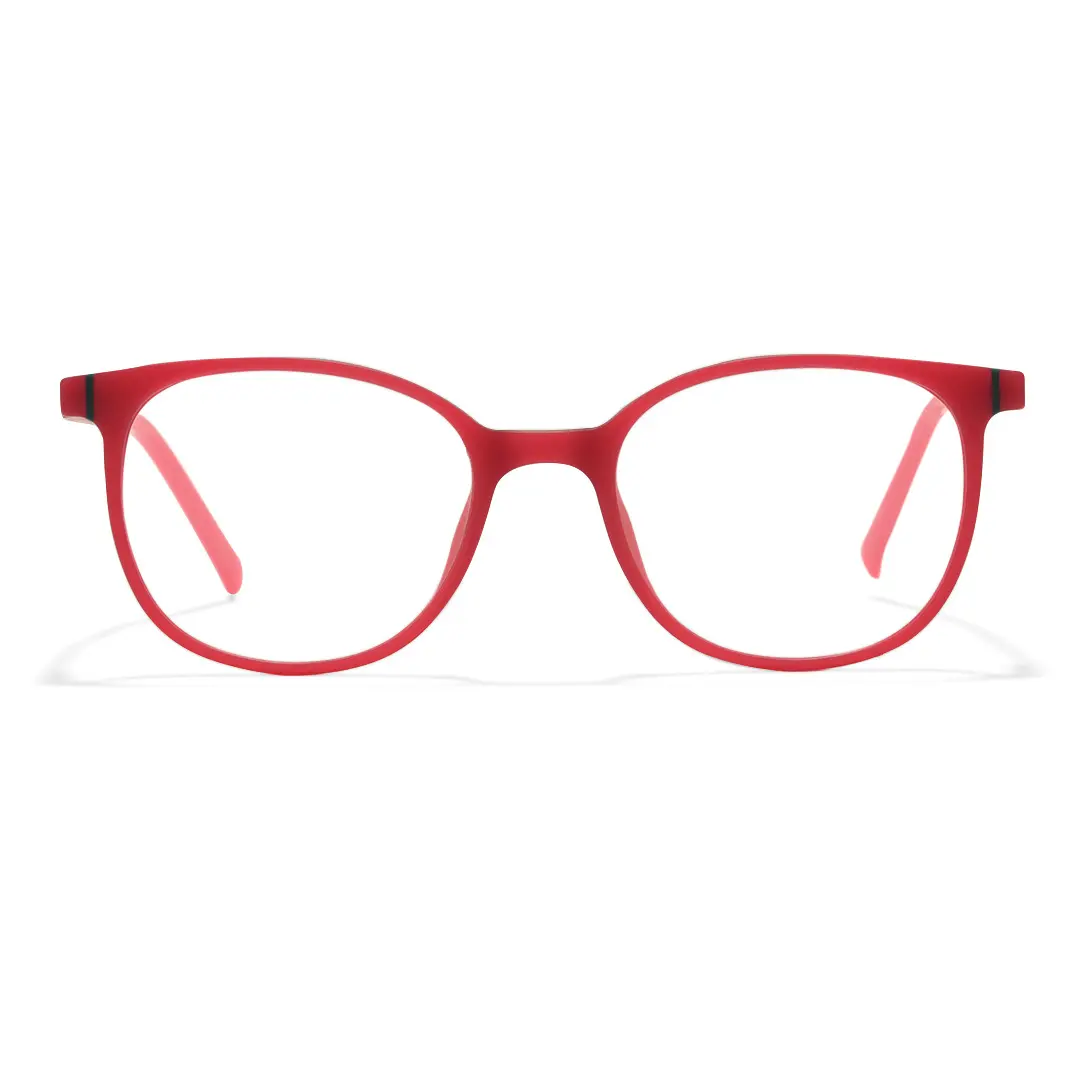 Front view of Shut colorful rectangle tr90 eyeglasses ER0062412 in red