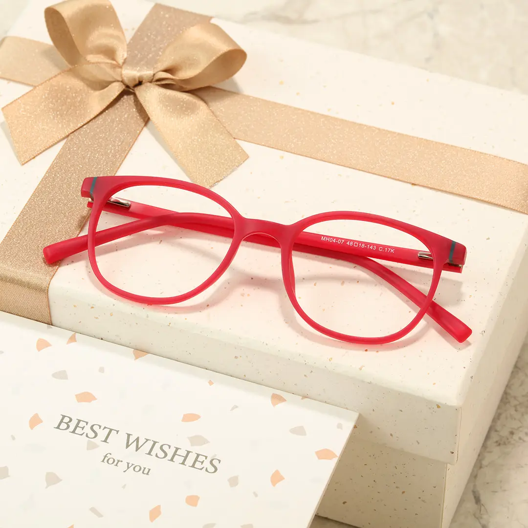 Scene view of Shut colorful rectangle tr90 eyeglasses ER0062412 in red