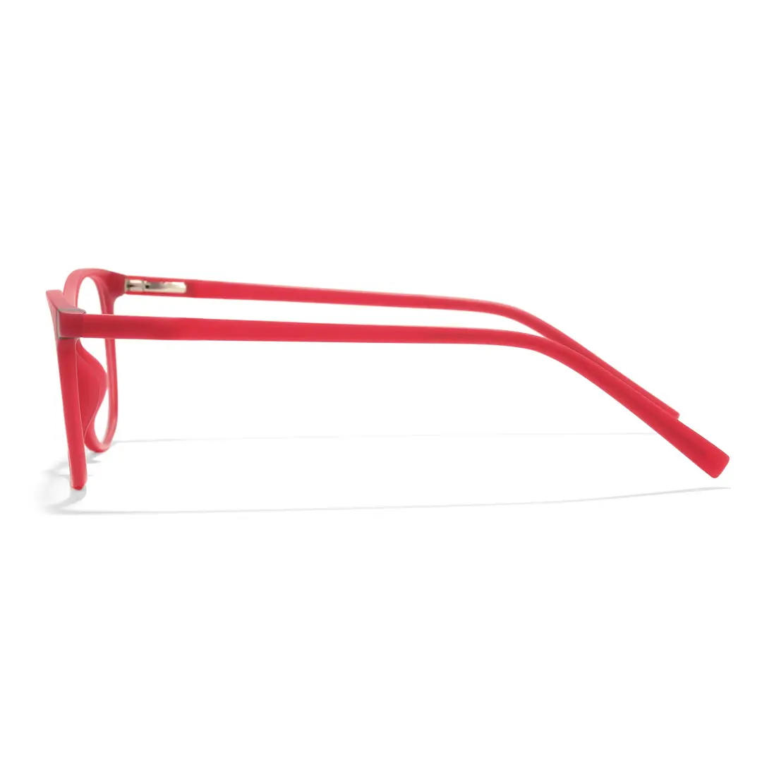 Side view of Shut colorful rectangle tr90 eyeglasses ER0062412 in red