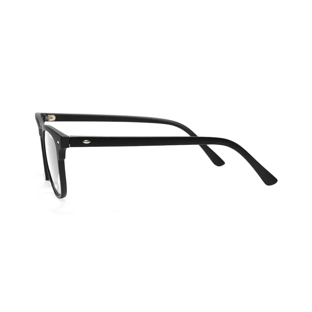 Side view of Keaton rectangle tr90 magnetic clip-on eyeglasses set with interchangeable clip-on lenses ER0062512 in black