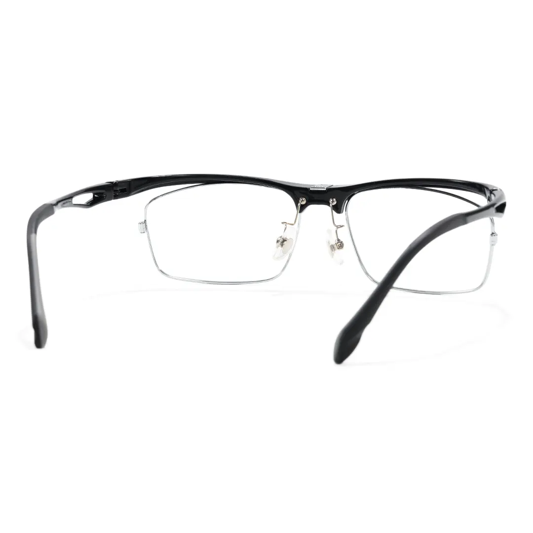 Back view of Oberon rectangle tr90 flip-up eyeglasses ER0102603 in black