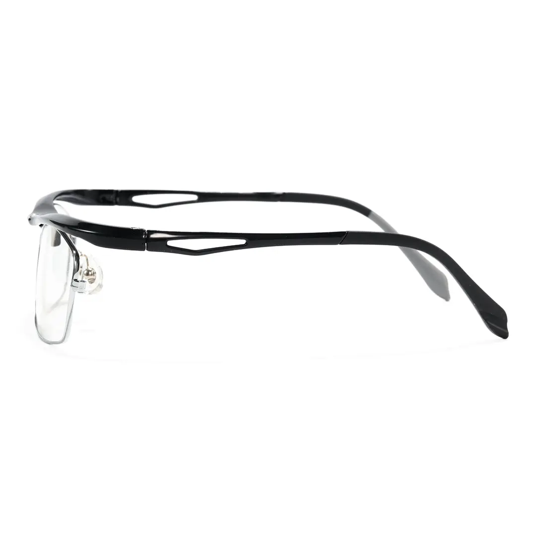 Side view of Oberon rectangle tr90 flip-up eyeglasses ER0102603 in black
