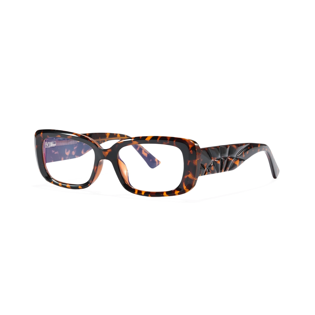 Angle view of Couch y2k rectangle tr90 eyeglasses in tortoise. SPU: ER0122510