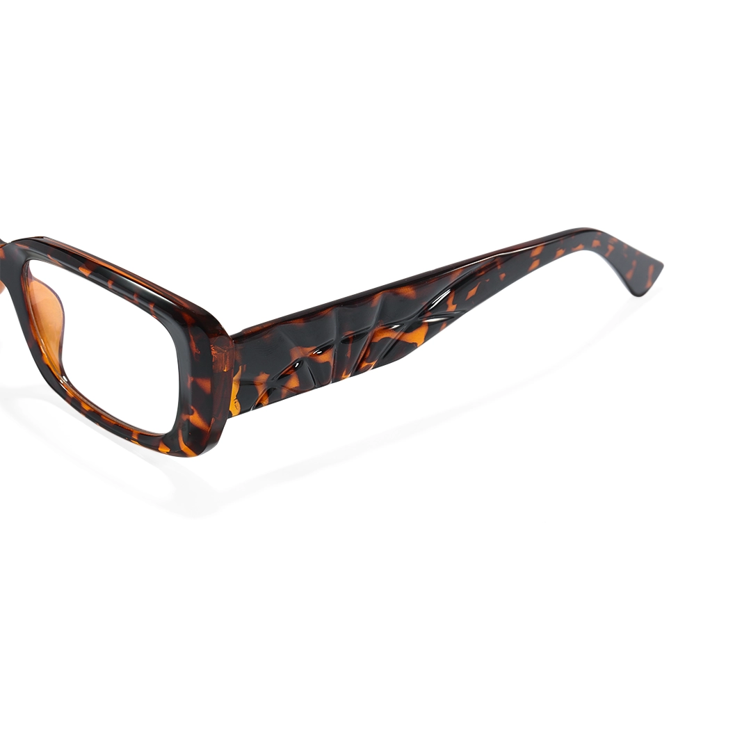 End piece detail of Couch y2k rectangle tr90 eyeglasses in tortoise. SPU: ER0122510