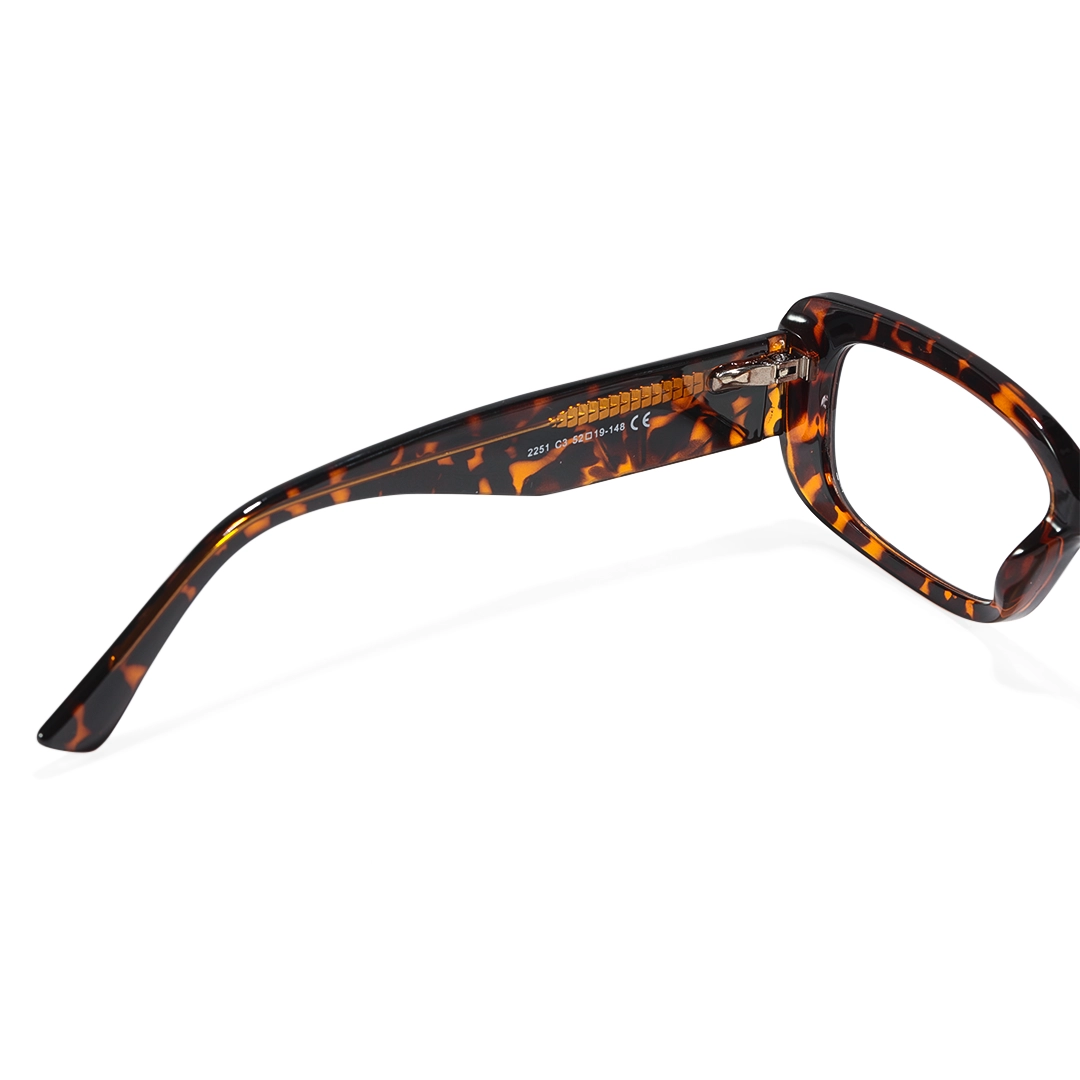 Hinge detail of Couch y2k rectangle tr90 eyeglasses in tortoise. SPU: ER0122510