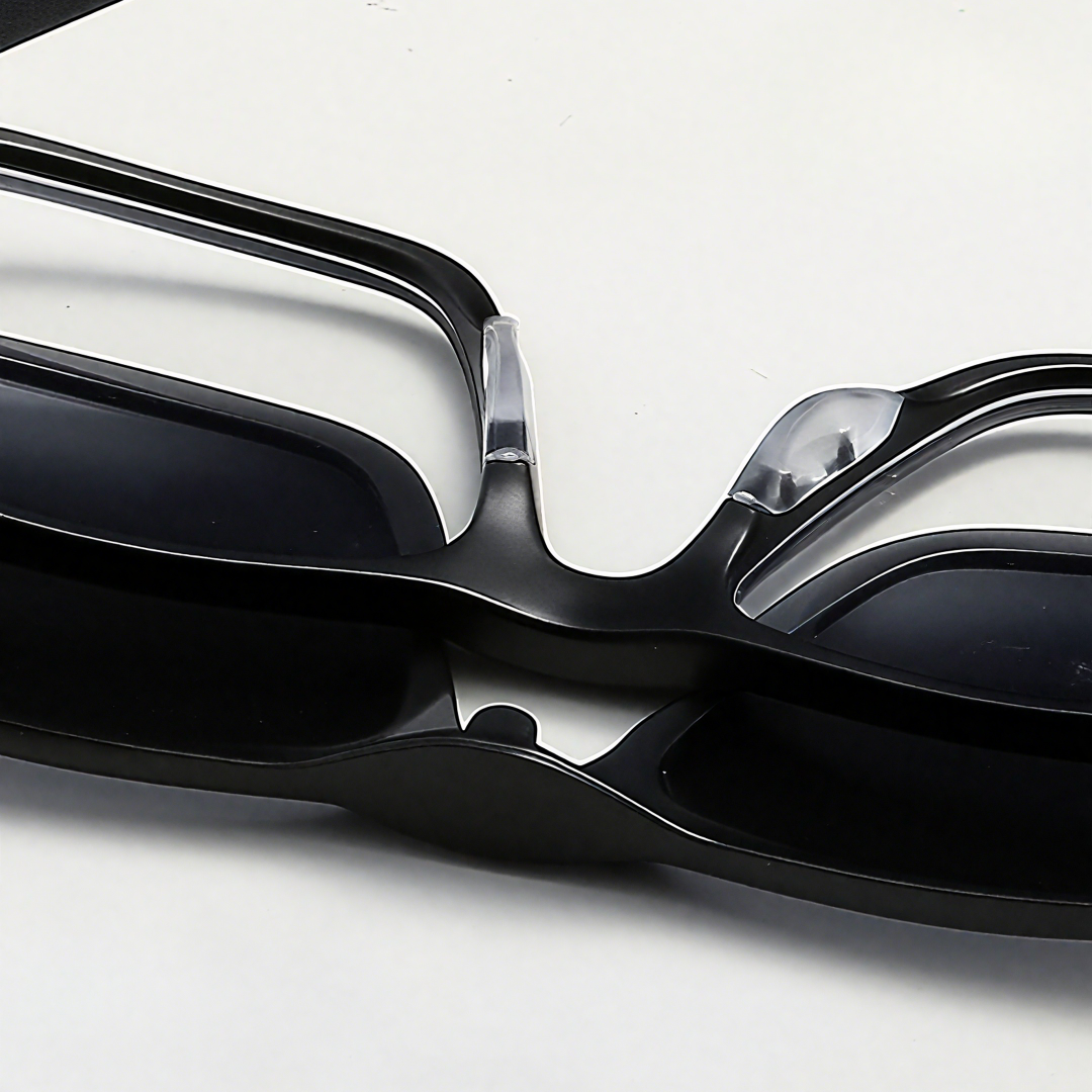 Exploded view of Monty rectangle TR90 magnetic clip-on eyeglasses set with interchangeable clip-on lenses ER0142508 in black