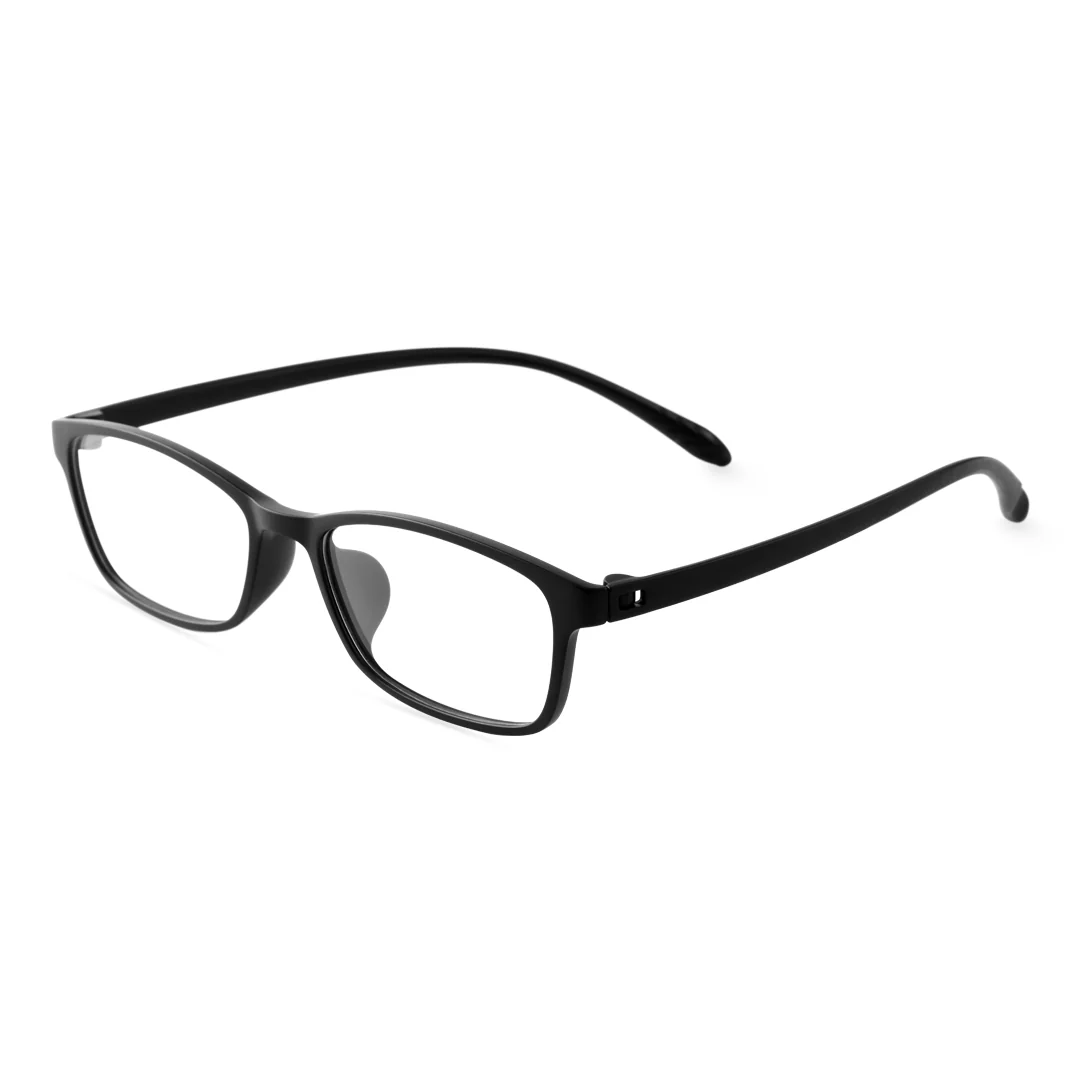 Angle view of Gaius office siren rectangle tr90 eyeglasses in black. SPU: ER0152410
