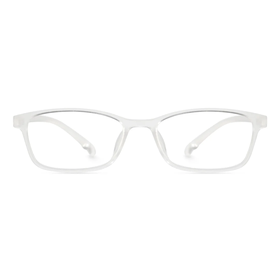 Front view of Gaius office siren rectangle tr90 eyeglasses ER0152410 in clear