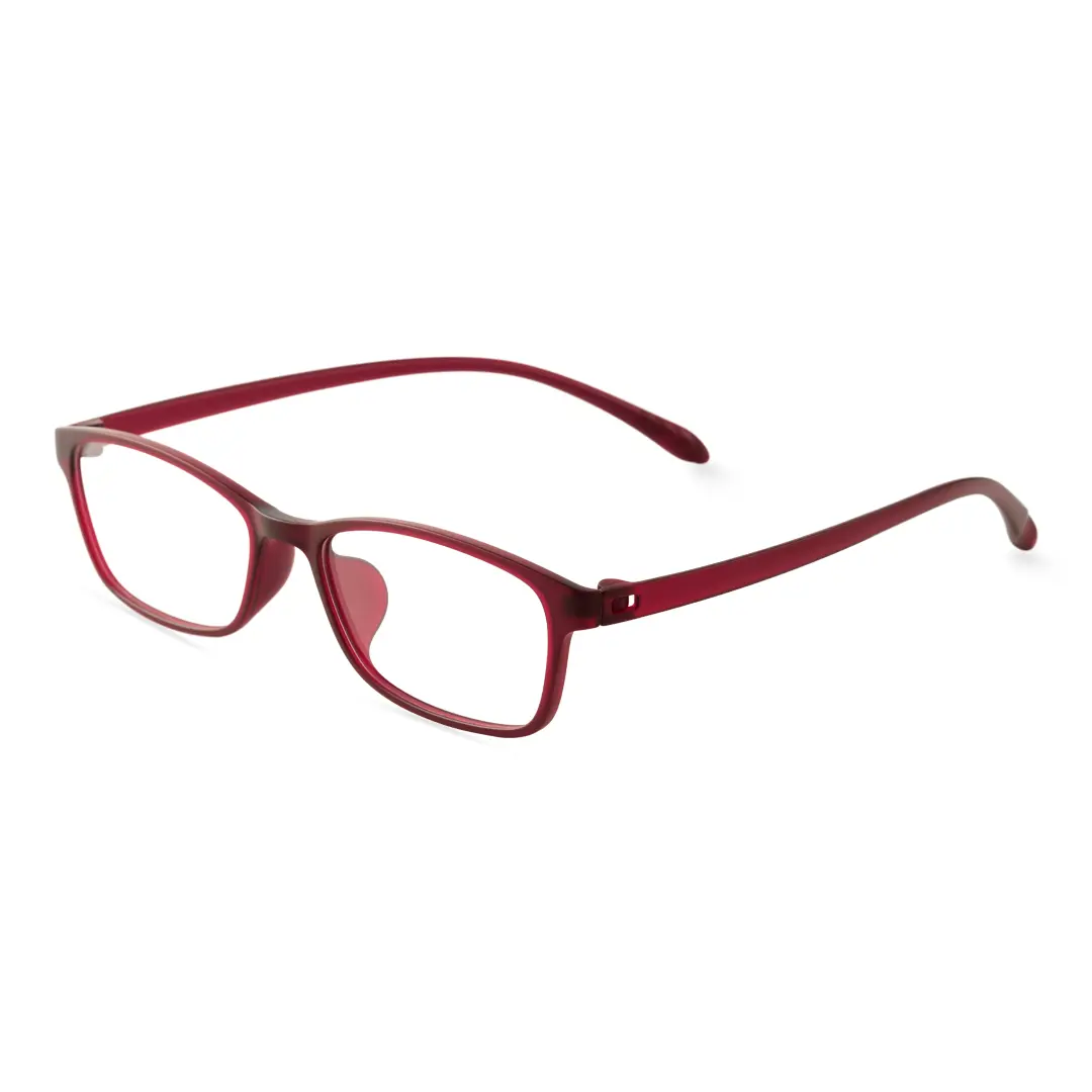 Angle view of Gaius office siren rectangle tr90 eyeglasses in red. SPU: ER0152410