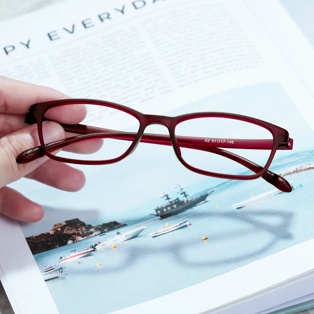 Scene view of Gaius office siren rectangle tr90 eyeglasses ER0152410 in red