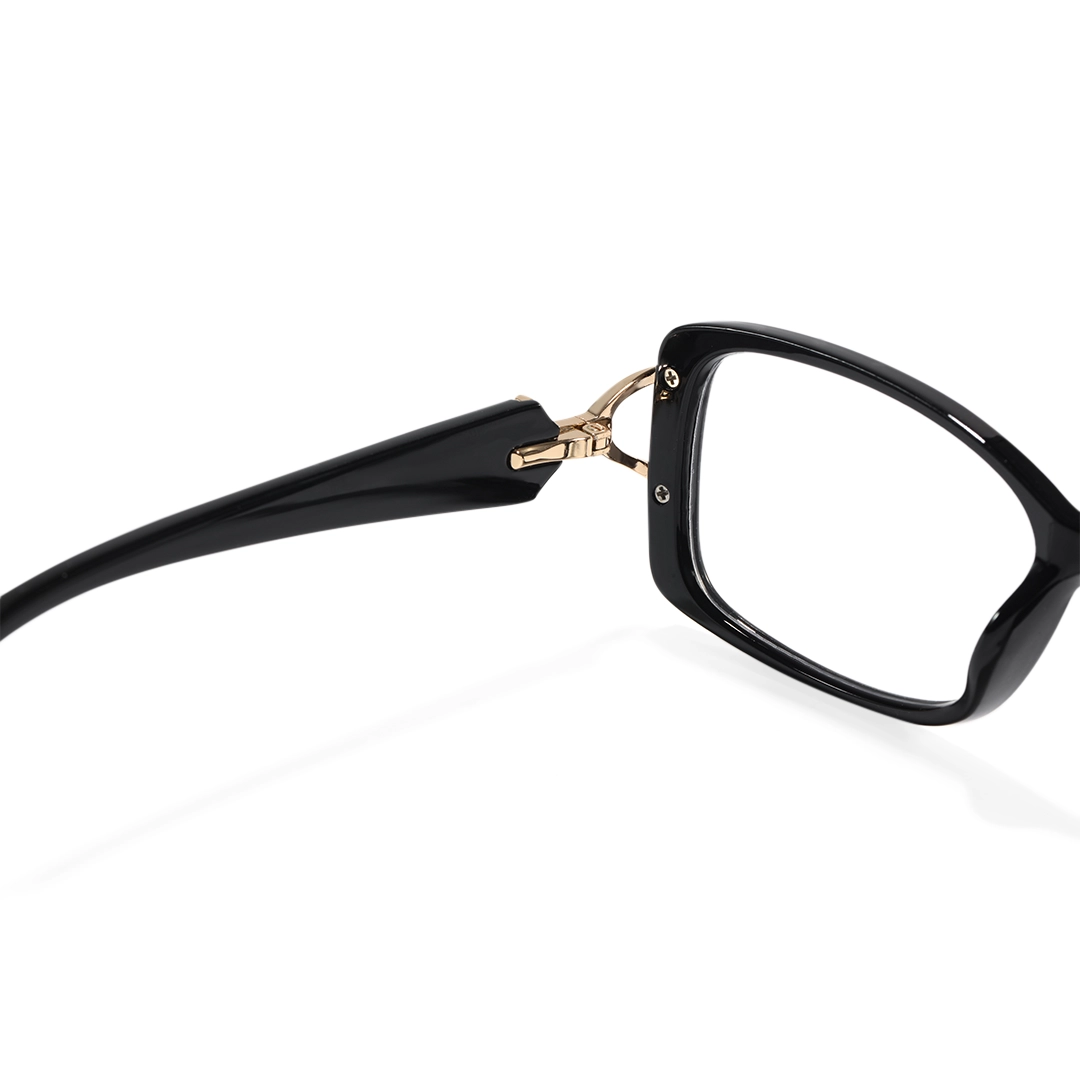 Hinge detail of Nyssa rectangle tr90 eyeglasses ER0172509 in black