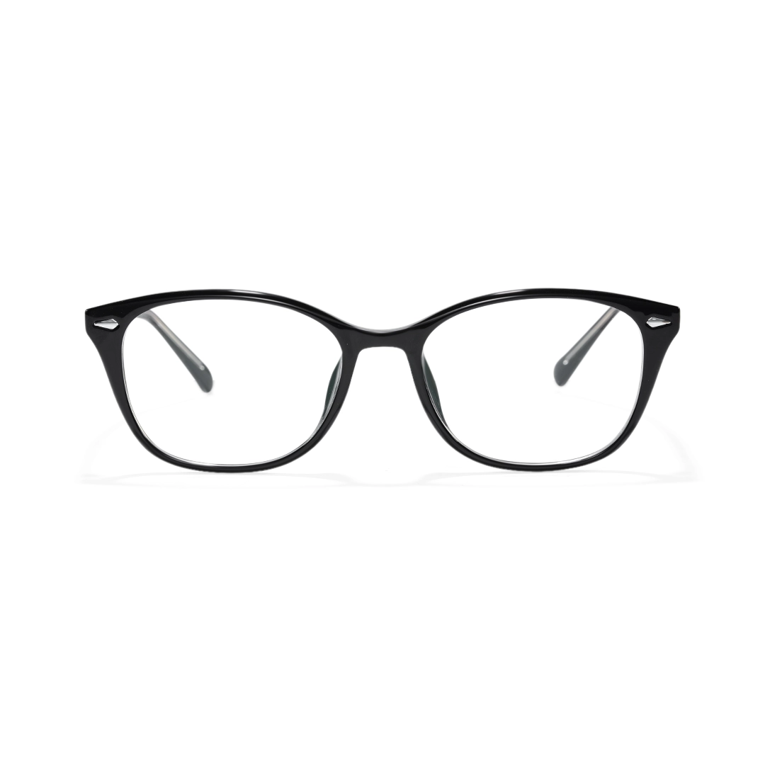 Front view of Noel fashion rectangle tr90 eyeglasses ER0212601 in black