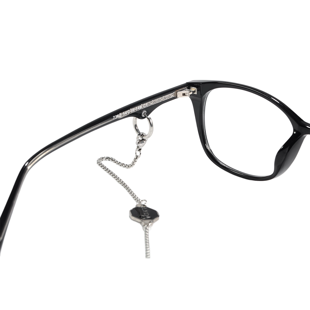 Hinge detail of Noel fashion rectangle tr90 eyeglasses ER0212601 in black