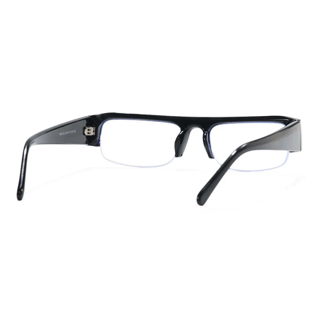 Back view of Soleil fashion rectangle tr90 eyeglasses ER0212604 in black