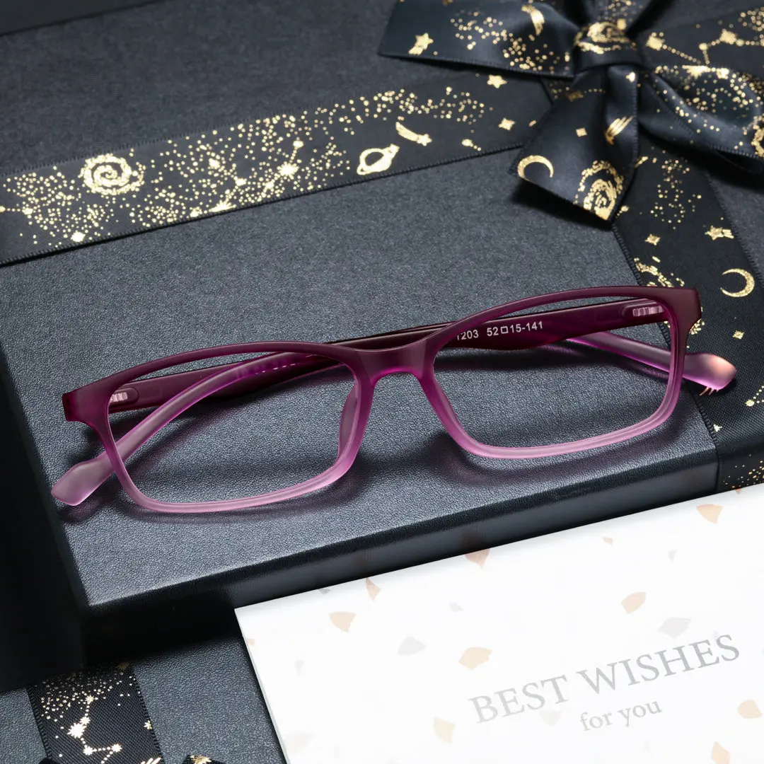 Scene view of Rachel rectangle tr90 eyeglasses ER0232411 in purple