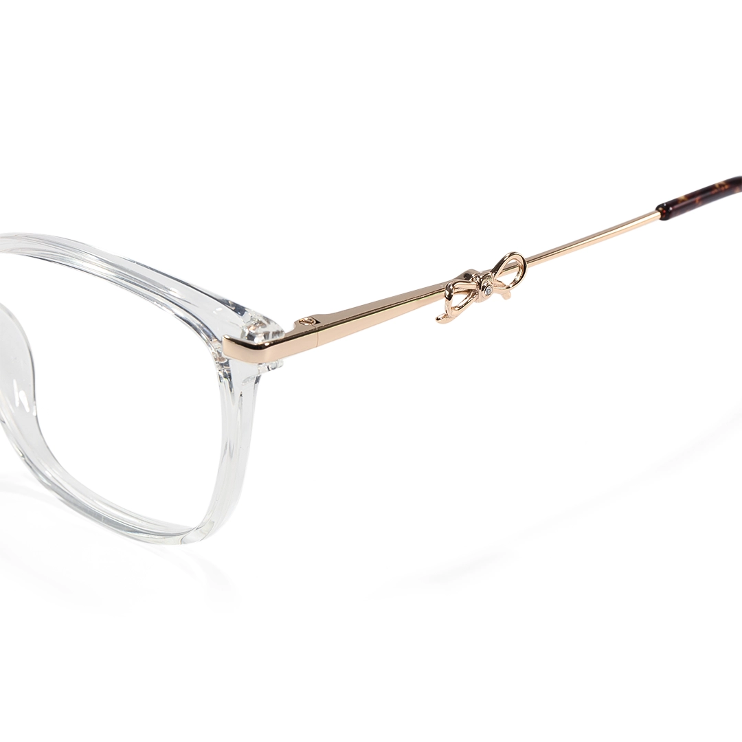 End piece detail of Rosaline rectangle tr90 eyeglasses ER0232509 in clear