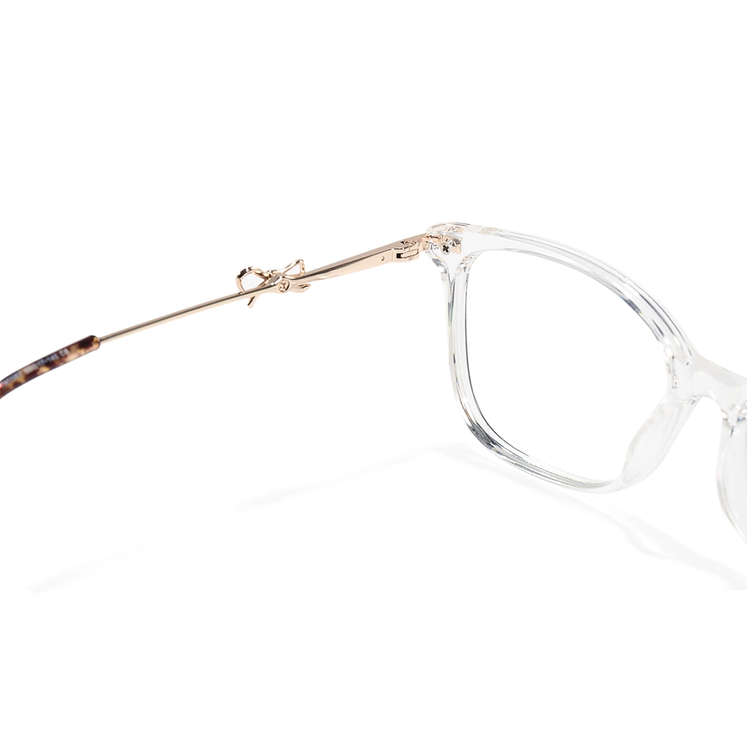 Hinge detail of Rosaline rectangle tr90 eyeglasses ER0232509 in clear