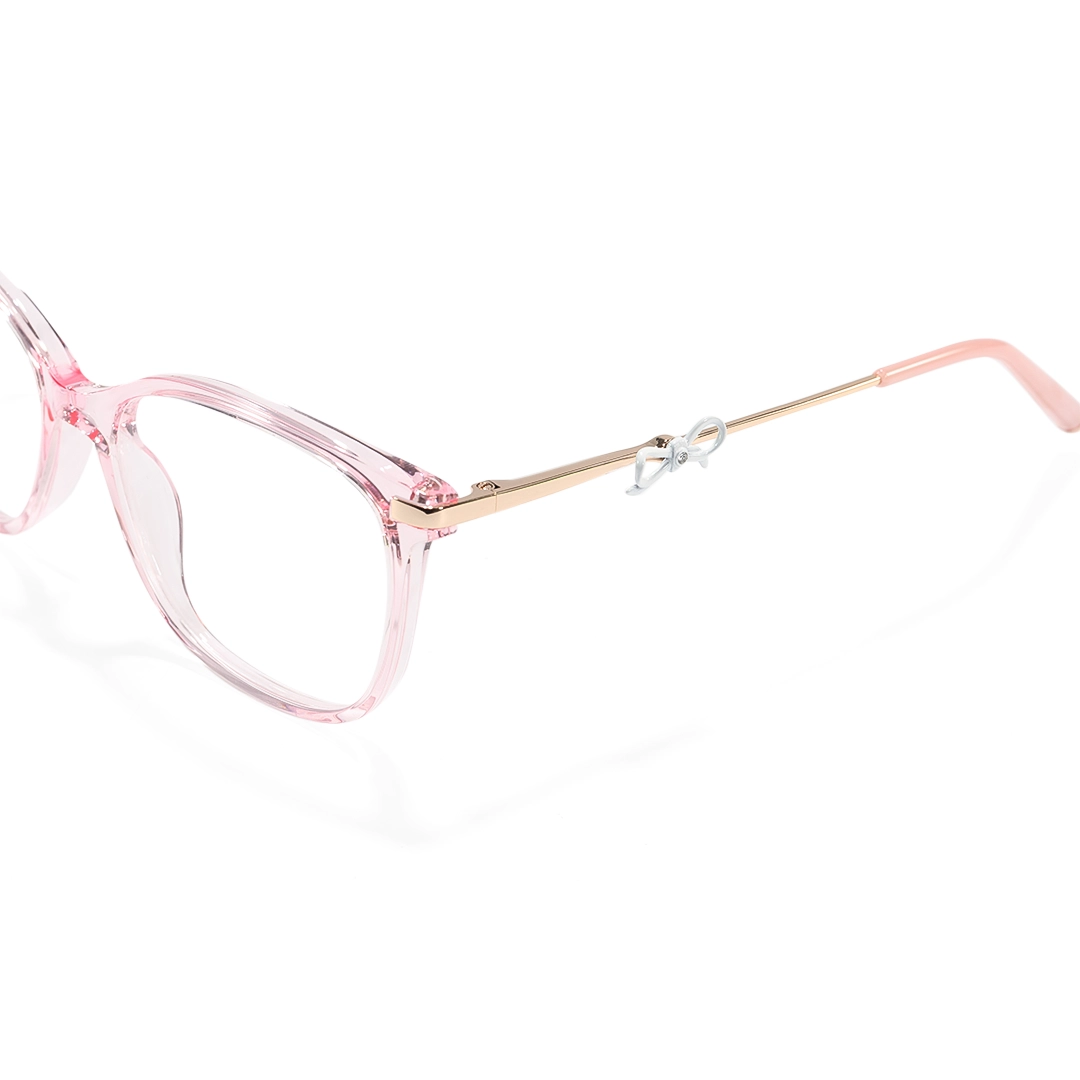 End piece detail of Rosaline rectangle tr90 eyeglasses ER0232509 in pink