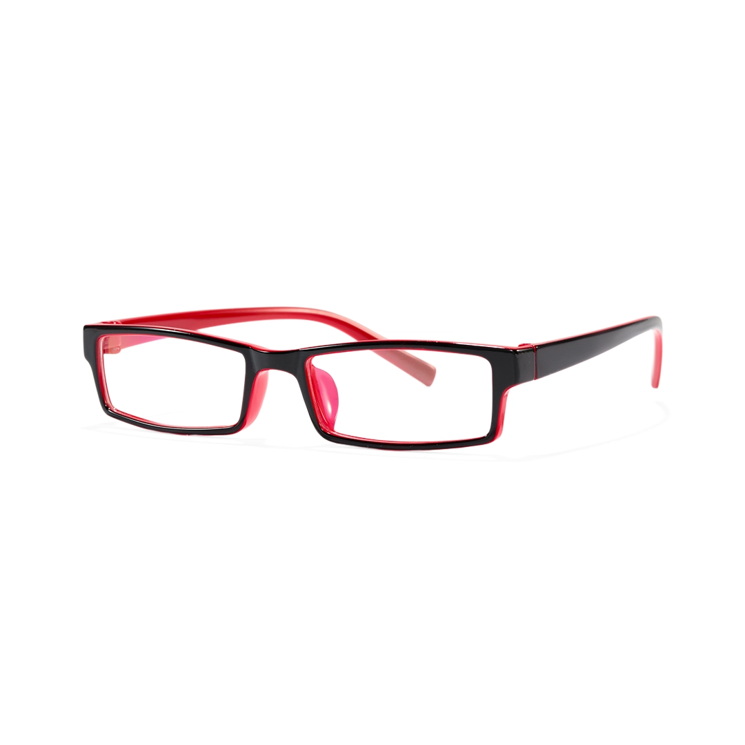 Angle view of Sing rectangle tr90 eyeglasses ER0302412 in black red