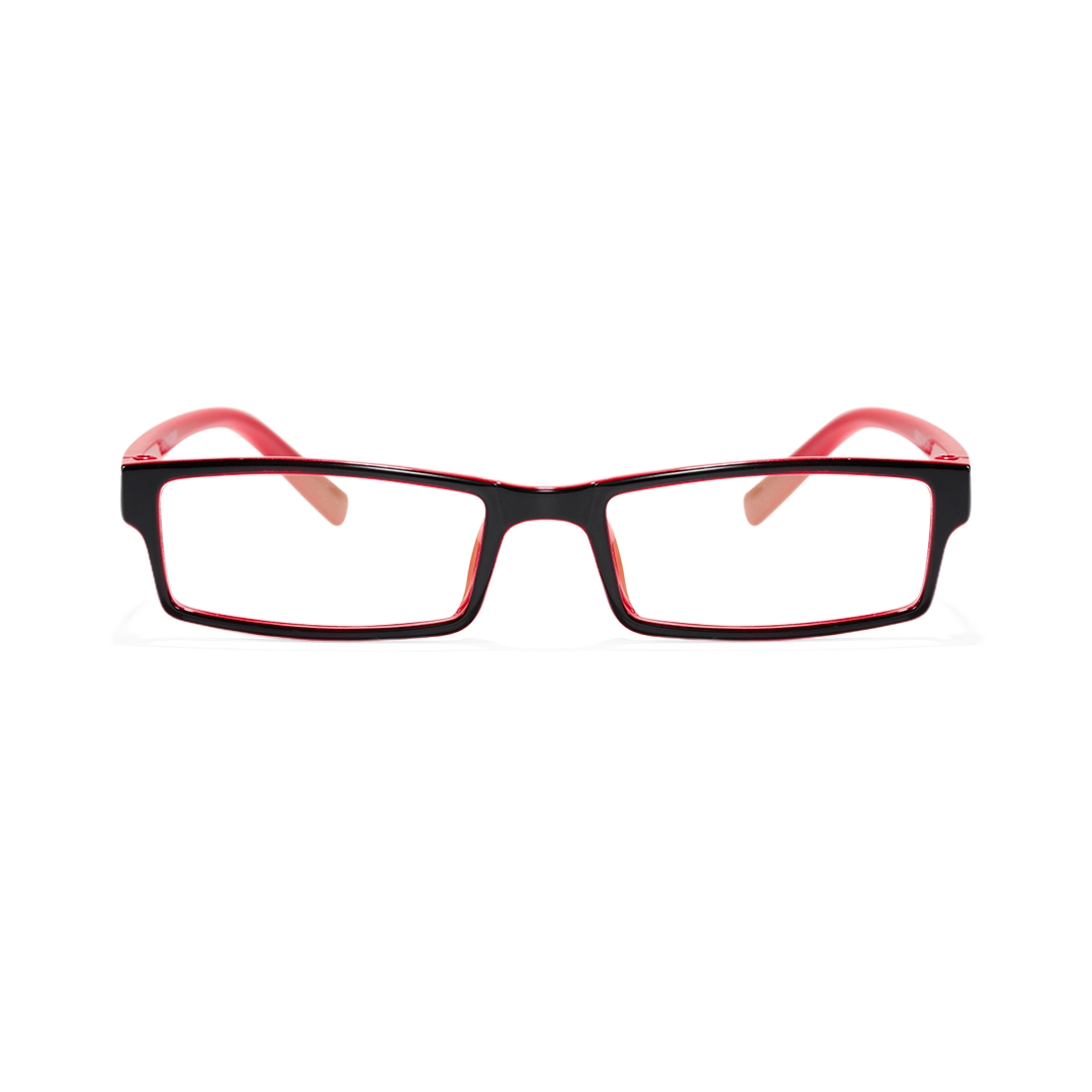 Front view of Sing rectangle tr90 eyeglasses ER0302412 in black red