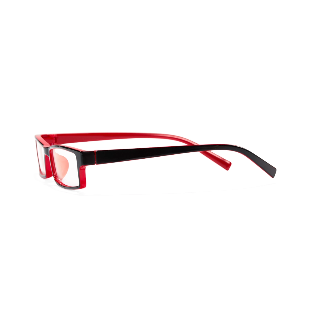 Side view of Sing rectangle tr90 eyeglasses ER0302412 in black red