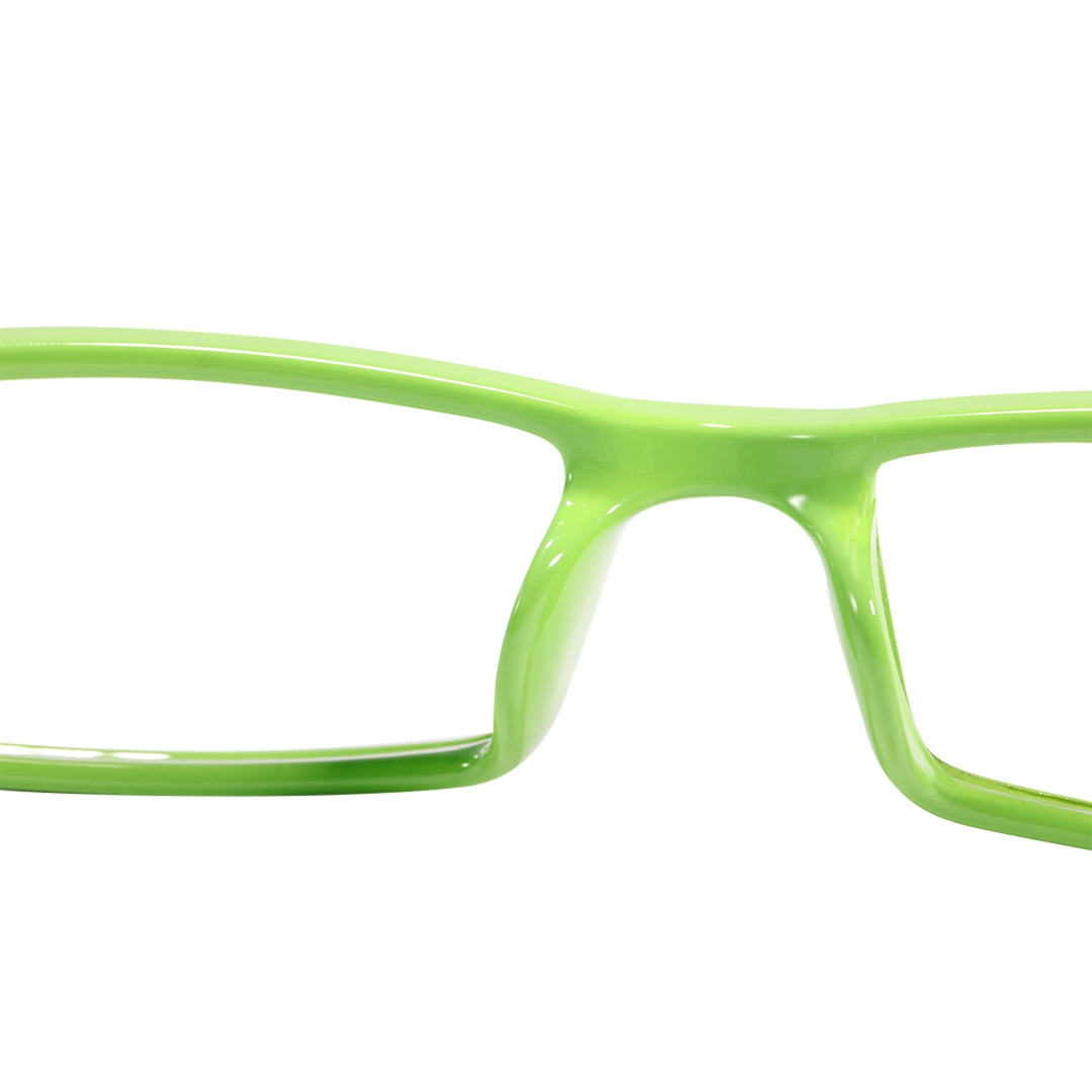 Integrated nose pad detail of Sing office siren rectangle tr90 eyeglasses ER0302412 in green