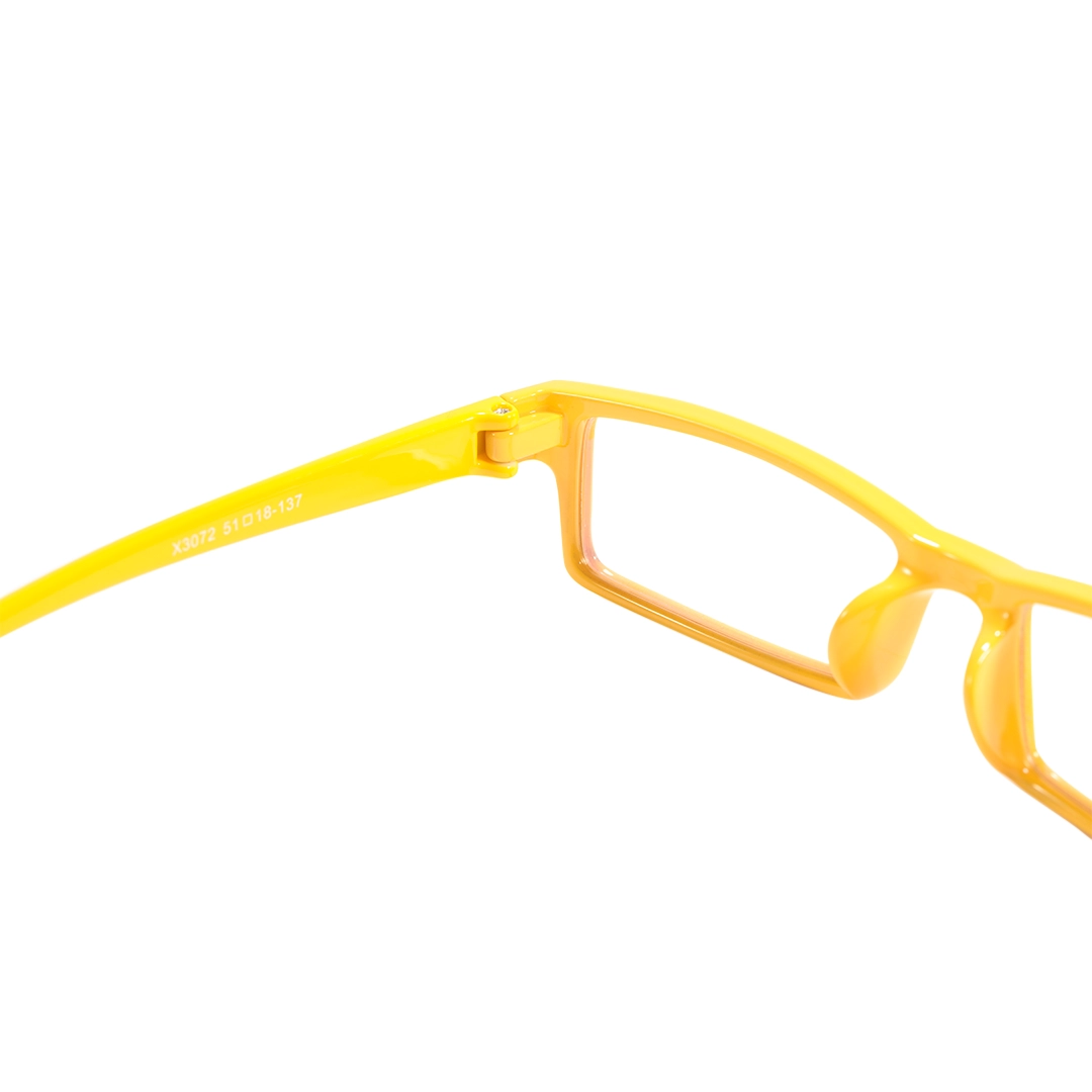 Hinge detail of Sing rectangle tr90 eyeglasses ER0302412 in yellow
