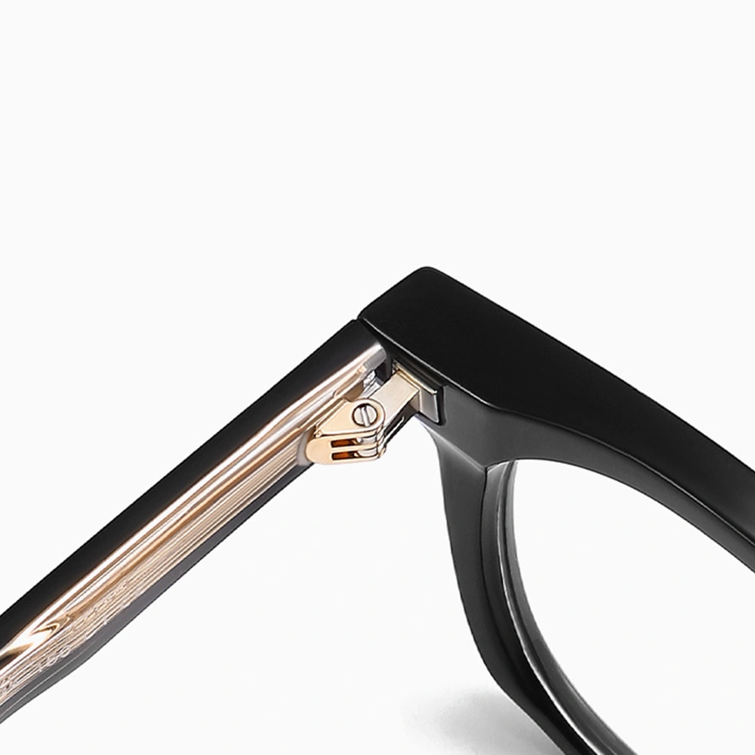 Hinge detail of Carrol rectangle tr90 eyeglasses ER0302506 in black