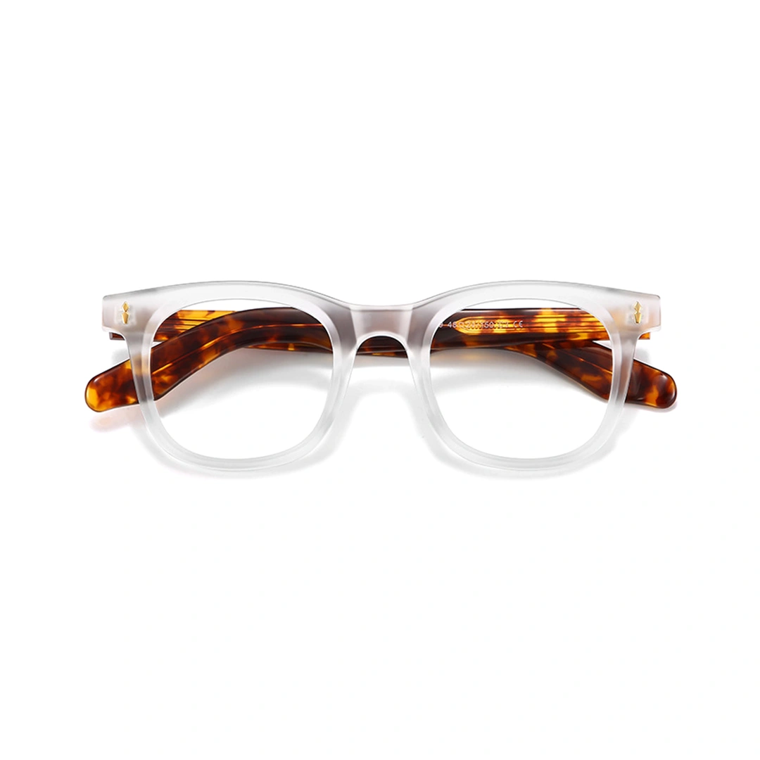 Front folded view of Carrol rectangle tr90 eyeglasses ER0302506 in clear