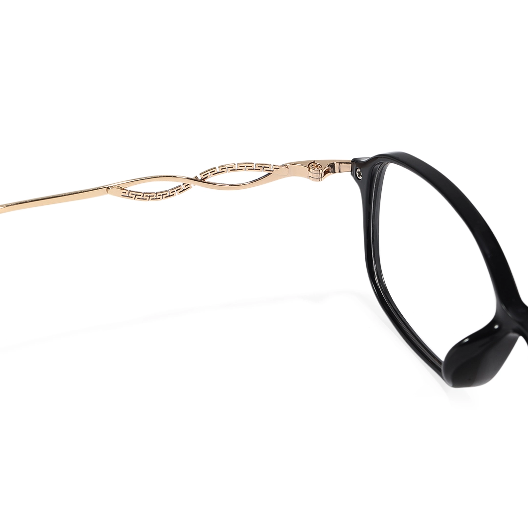 Hinge detail of Junia rectangle tr90 eyeglasses ER0372509 in black