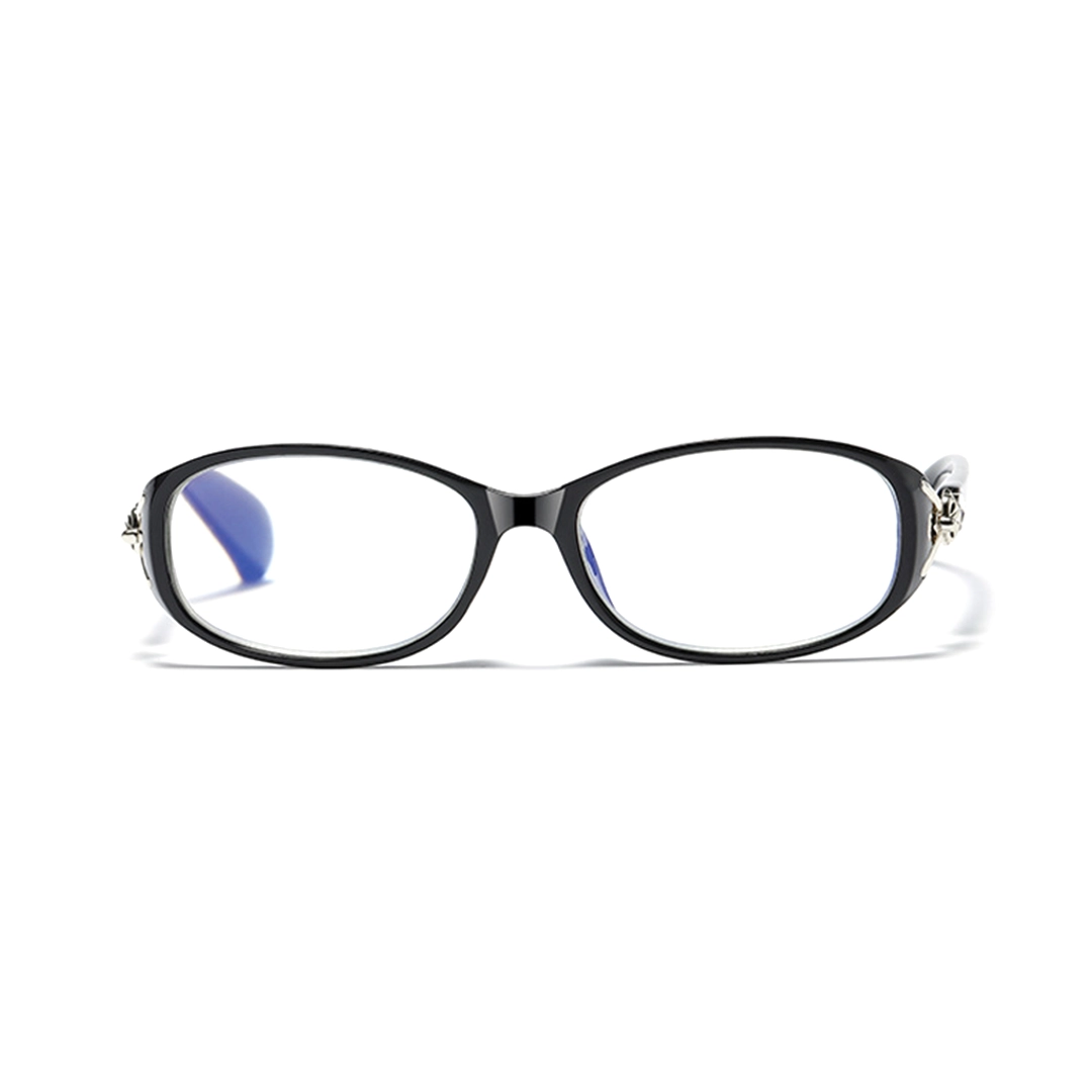 Front view of Anwen office siren rectangle tr90 eyeglasses in black. SPU: ER0442509
