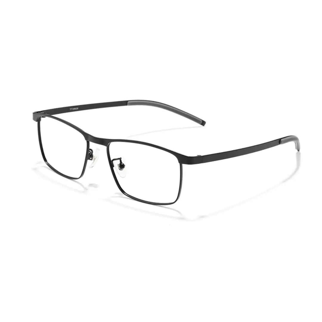Angle view of Carter rectangle titanium eyeglasses ET0012501 in black