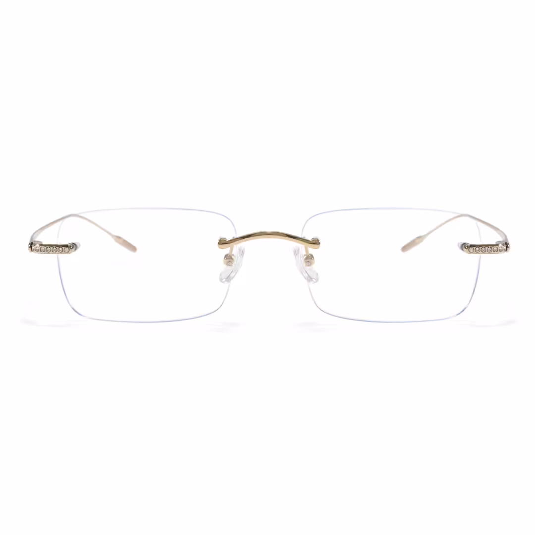 Front view of Valeo rectangle titanium eyeglasses ET0022605 in gold