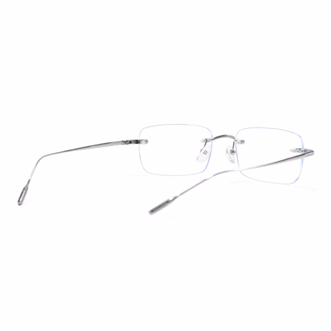 Back view of Valeo rectangle titanium eyeglasses ET0022605 in silver